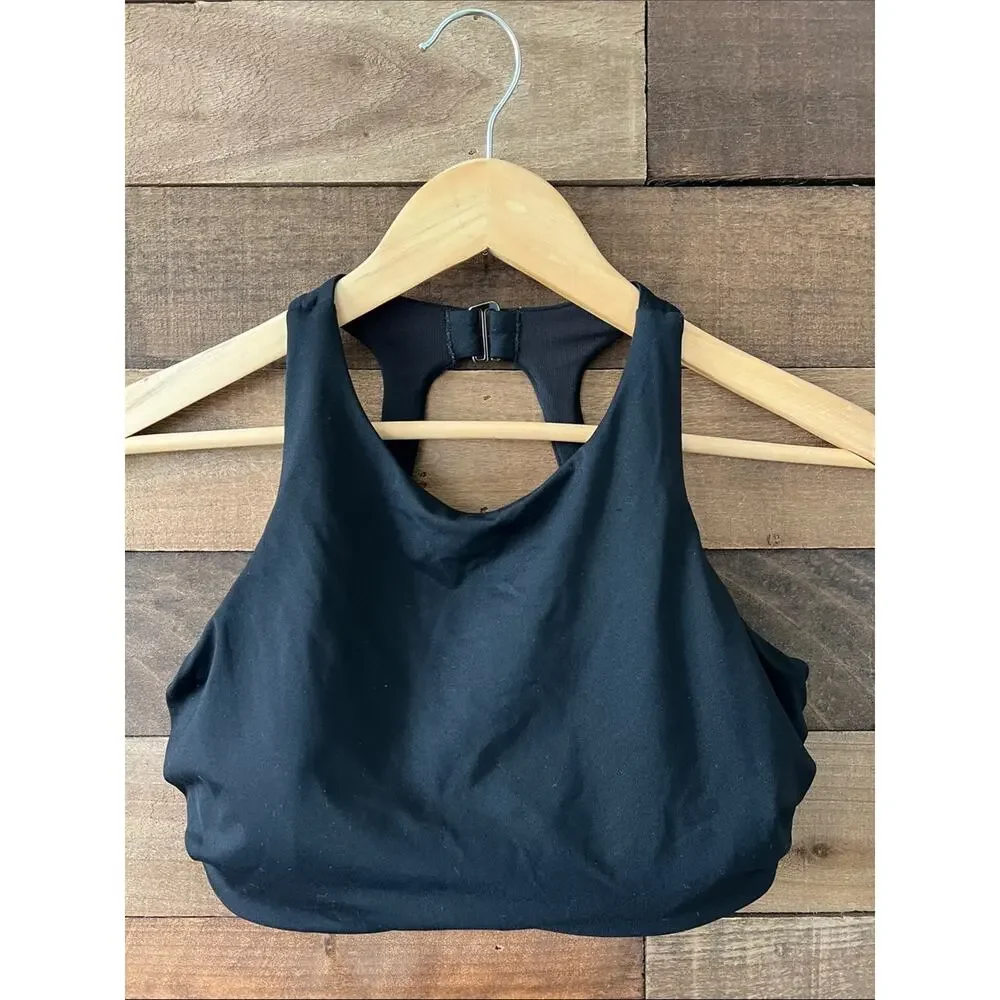 Athleta Women's Maldives High Neck Swim Bikini Top in Black Size 34D/DD